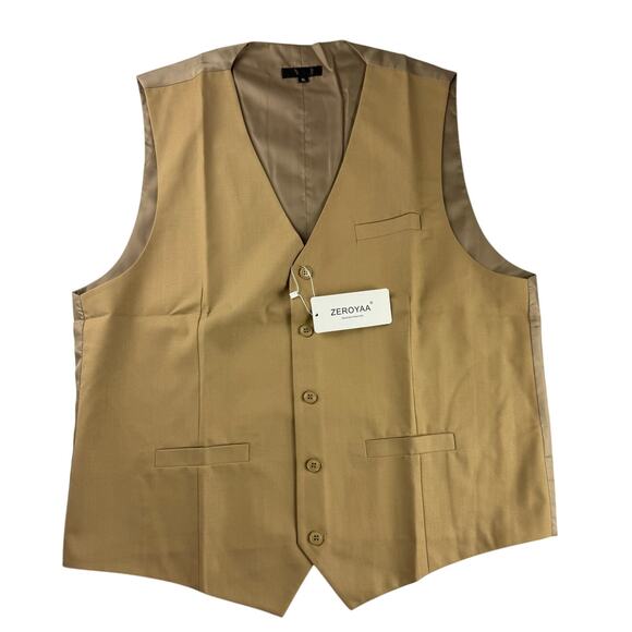 ZEROYAA Men's Beige Dress Vest - XL - New with Tags - Picture 2 of 7